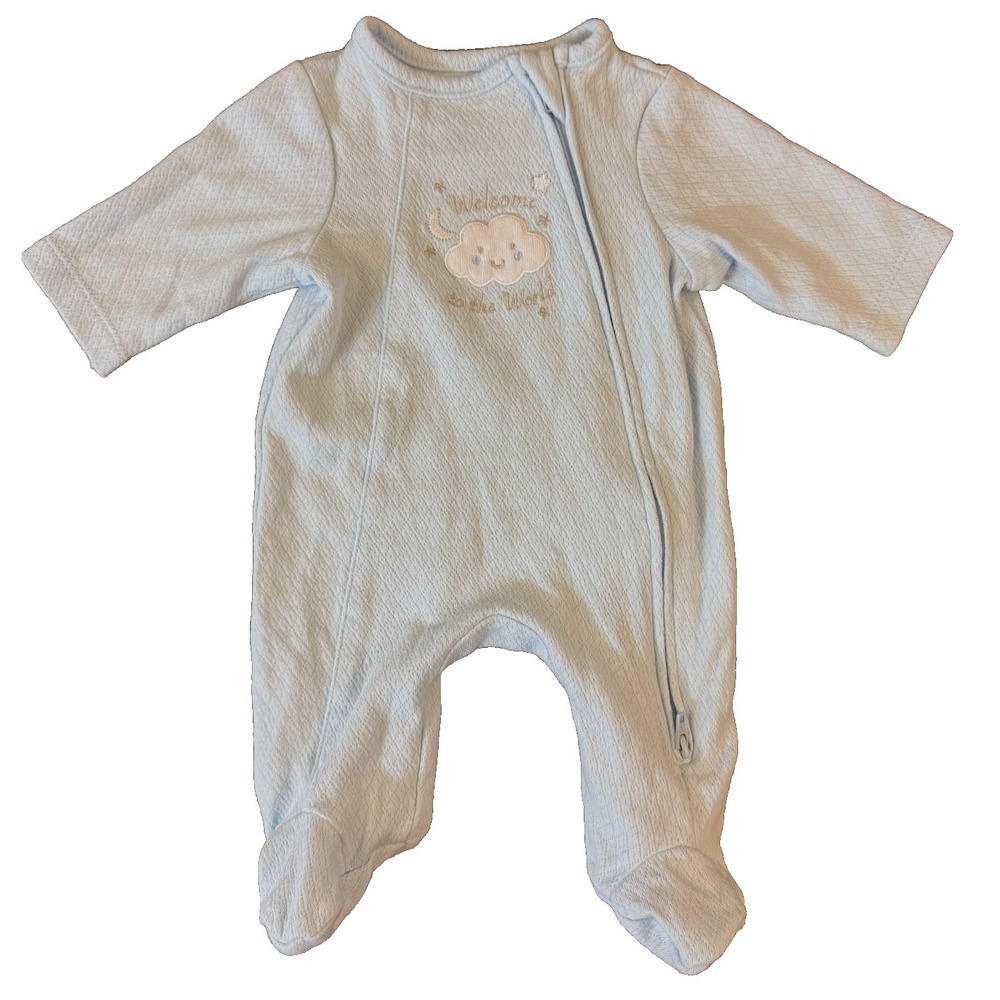 Little Me Preemie Baby Boy Sleeper Welcome To The World Reborn Doll Light Blue